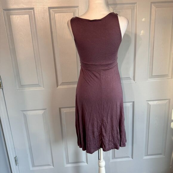 Vintage Soprano Med Mauve Empire Waist Dress with Pearl Waist Ruched Top Y2K USA - Picture 2 of 9